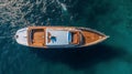 View of the luxurious wooden deck of the yacht. Generative AI