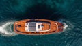 View of the luxurious wooden deck of the yacht. Generative AI