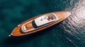 View of the luxurious wooden deck of the yacht. Generative AI