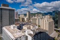 View of luxury buildings and hotels in amazing Waikiki