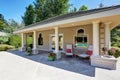 View of luxury guest house with column porch.