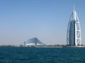 View of the luxury hotel Burj Al Arab and Jumeirah Beach Hotel