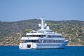 Luxury mega-yacht at Poros island, Greece Royalty Free Stock Photo