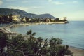 View of luxury resort and bay of Villefranche-sur-Mer, Cote d`Azur, french riviera Royalty Free Stock Photo