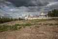 View of the Luzhetsky Monastery of St. Ferapont captured under the clouds in Mozhaisk, Russia