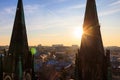 View of Lviv city from bell tower of Church of Sts. Olha and Elizabeth. Lvov cityscape, Ukraine