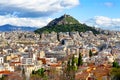 View of Lycabettus mount from Acropolis hill in Athens, Greece