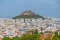 View of the Lycabetus hill in Athens, Greece