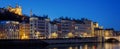 View of Lyon with Saone river at night Royalty Free Stock Photo