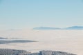 View from Lysa hora on the High Tatras, Slovakia during sunrise and morning inversion Royalty Free Stock Photo