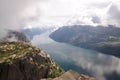 View of Lysefjord from The Pulpit Rock, Norway Royalty Free Stock Photo