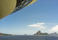 View from the Mac museum by Oscar Niemeyer, Niteroi, at Sugar Loaf Mountain in Rio de Janeiro, Brazil