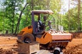 View machinery and heavy-duty equipments at large construction site of excavator, bulldozer, dump truck, digger Royalty Free Stock Photo