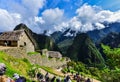 View  Machu Picchu, Huayna Picchu   34 -Cusco-Peru-tourists Royalty Free Stock Photo