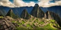 View of Machu Picchu, Peru from the top of Huayna Picchu mountain Royalty Free Stock Photo