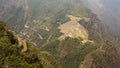 View of Machu Picchu and some terraces from the top of Waynapicchu mountain, Royalty Free Stock Photo