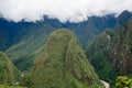 View from Machu Picchu to the Putucusi Mountain Royalty Free Stock Photo