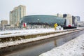 A view from MacKenzie bridge, Rideau canal in Ottawa downtown core in winter