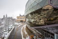 A view from MacKenzie bridge, Rideau canal in Ottawa downtown core in winter