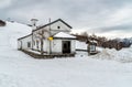 View of the Madonna of the snow Church in Forcora pass, Val Veddasca, Varese, Italy Royalty Free Stock Photo