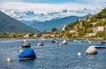 View of Magadino village from beach of Vira village fraction of Gambarogno, Switzerland Royalty Free Stock Photo