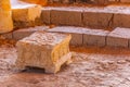View of the magdala stone situated in the ruins of the first synagogue, Israel Royalty Free Stock Photo