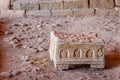 View of the magdala stone situated in the ruins of the first synagogue, Israel