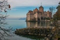 View of the magic castle of Chillon near Montreux on the Geneve lake, Switzerland Royalty Free Stock Photo