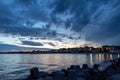 View of the reflection in the Black Sea against the background of the sky and sunset