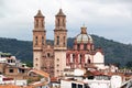 View of the magical town Taxco and its cathedral Santa Prisca in Guerrero Mexico Royalty Free Stock Photo