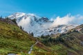 View on the magnificent Mount Rainier from Paradise Vista trail Royalty Free Stock Photo