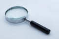 View of magnifying glass, white background