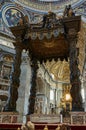 View of the main Altar Baldachin, by Bernini at the Basilica of Saint Peter in the Vatican Royalty Free Stock Photo