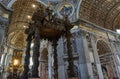 View of the main Altar Baldachin, by Bernini at the Basilica of Saint Peter in the Vatican Royalty Free Stock Photo