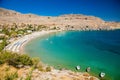 View of the main beach in Lindos Royalty Free Stock Photo