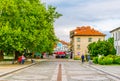 View of the main boulevard going through center of the bulgarian city Troyan...