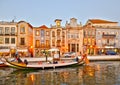 View of the main city canal in Aveiro with traditional boats