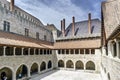 View of the main courtyard of the palace of the Dukes of Braganza in Norman style from the gallery on the first floor