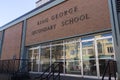 View of main entrance of King George Secondary School on 1755 Barclay Street in Vancouver