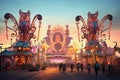 View of the main entrance to the Moscow amusement park, AI Generated Royalty Free Stock Photo