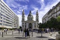 View of the main facade of St. Stephen`s Basilica Cathedral, Budapest, Hungary Royalty Free Stock Photo