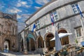 View of the Main Gate and Revelin Tower museum in the old historic medieval town Korcula, Croatia Royalty Free Stock Photo