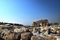 View of the main monuments of Athens (Greece). Acropolis. The Temple of Athena. Caryatids. Royalty Free Stock Photo