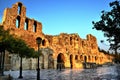 View of the main monuments of Athens (Greece). Acropolis. Theater of Dionysus. Royalty Free Stock Photo