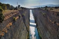 View of the main monuments of Greece. Corinth Canal. Royalty Free Stock Photo