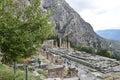 View of the main monuments of Greece. Ruins of ancient Delphi. Oracle of Delphi