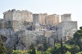 View of the main monuments and sites of Athens (Greece). View of the Acropolis and the Parthenon.