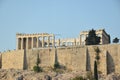 View of the main monuments and sites of Athens (Greece). View of the Acropolis and the Parthenon. Royalty Free Stock Photo