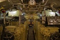 View of the main passage inside the submarine, appliances, hatches, pipelines Royalty Free Stock Photo