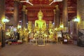 View of main shrine hall at Wat Mai Suwannaphumaham, a Buddhist temple in Luang Prabang, Laos